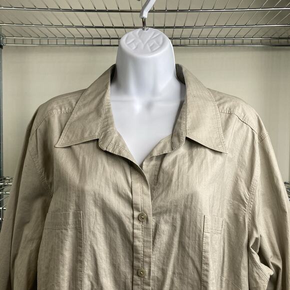 Sigrid Olsen Women's Beige 100% Cotton Button Up Shirt Size 3X Neutral Lagenlook - Picture 7 of 12